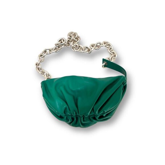 Dumpling Chain Shoulder Bag Green Silver - Picture 3 of 8